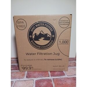 Epicwater Filters Pure Water Filtration Jug  Pure Navy Blue 118 Fl Oz